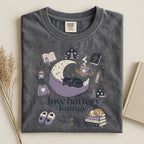 Low Battery Lounge T-Shirt — Cozy Self-Care Sleepy Cat Graphic Tee