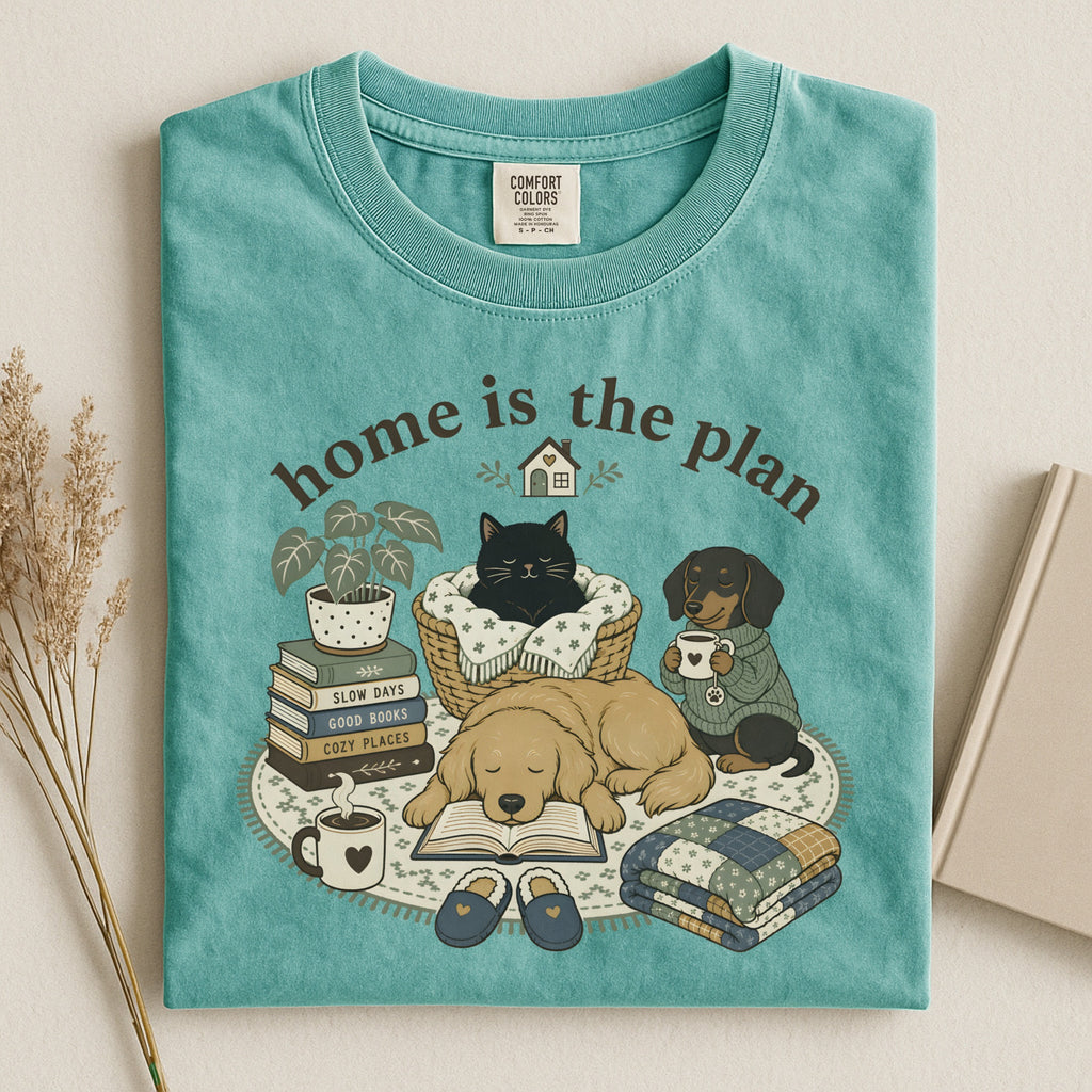Cozy 'Home Is The Plan' Dog & Cat Graphic T-Shirt