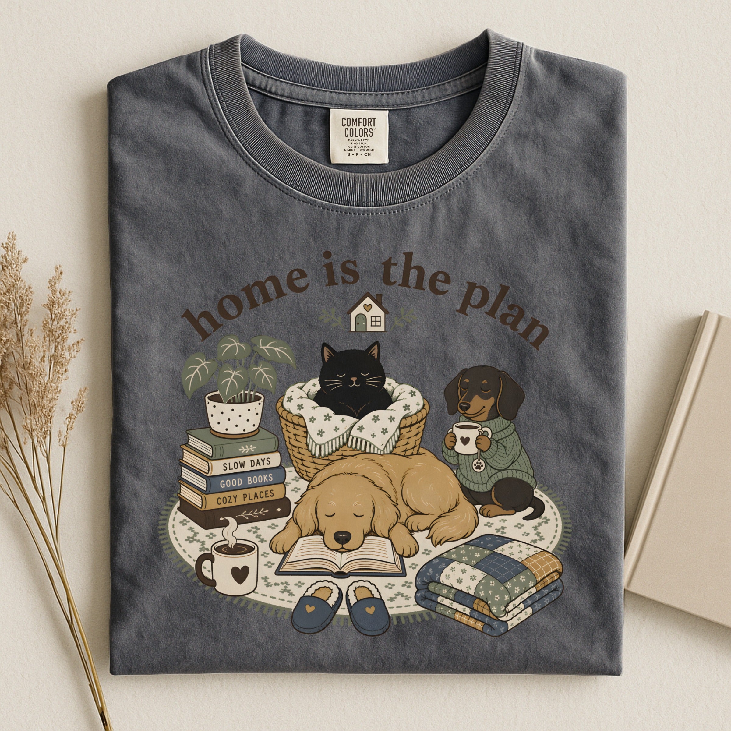 Cozy 'Home Is The Plan' Dog & Cat Graphic T-Shirt