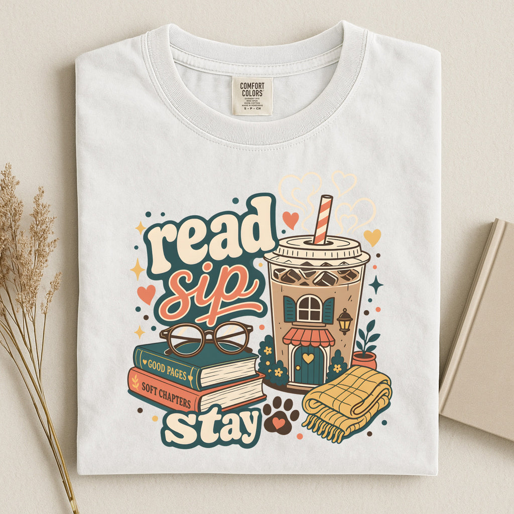 Read Sip Stay T-Shirt — Cozy Book Lover Coffee Tee