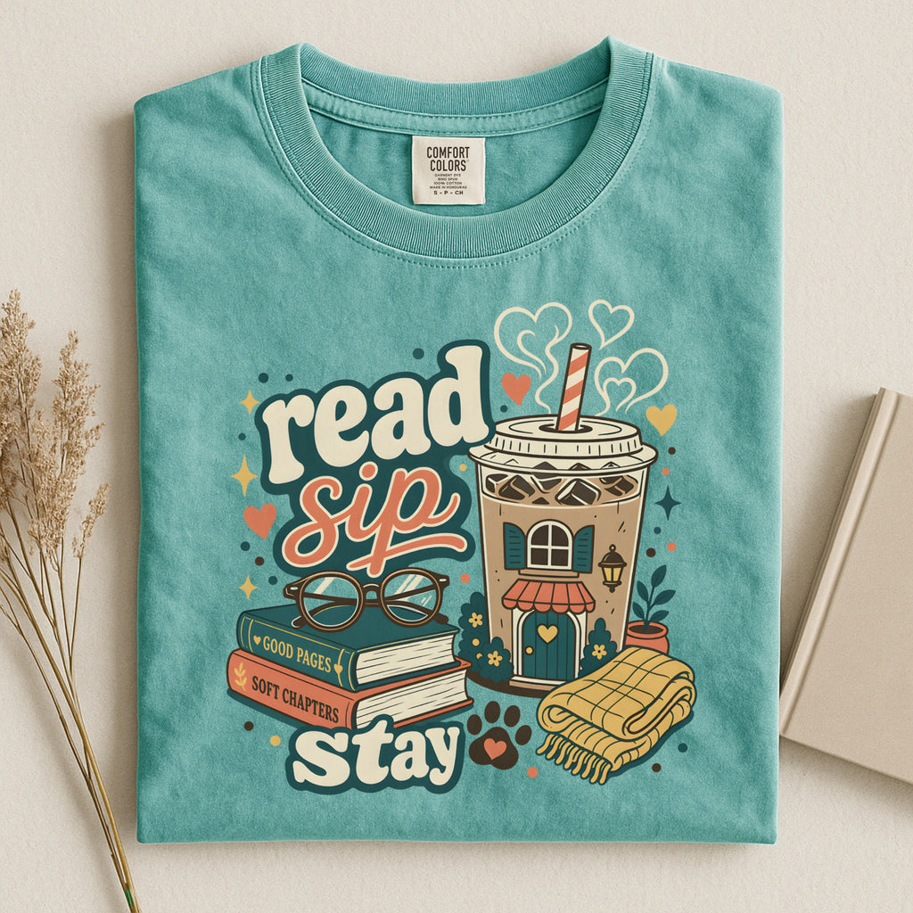 Read Sip Stay T-Shirt — Cozy Book Lover Coffee Tee
