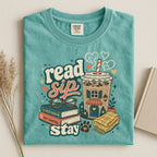 Read Sip Stay T-Shirt — Cozy Book Lover Coffee Tee