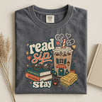 Read Sip Stay T-Shirt — Cozy Book Lover Coffee Tee