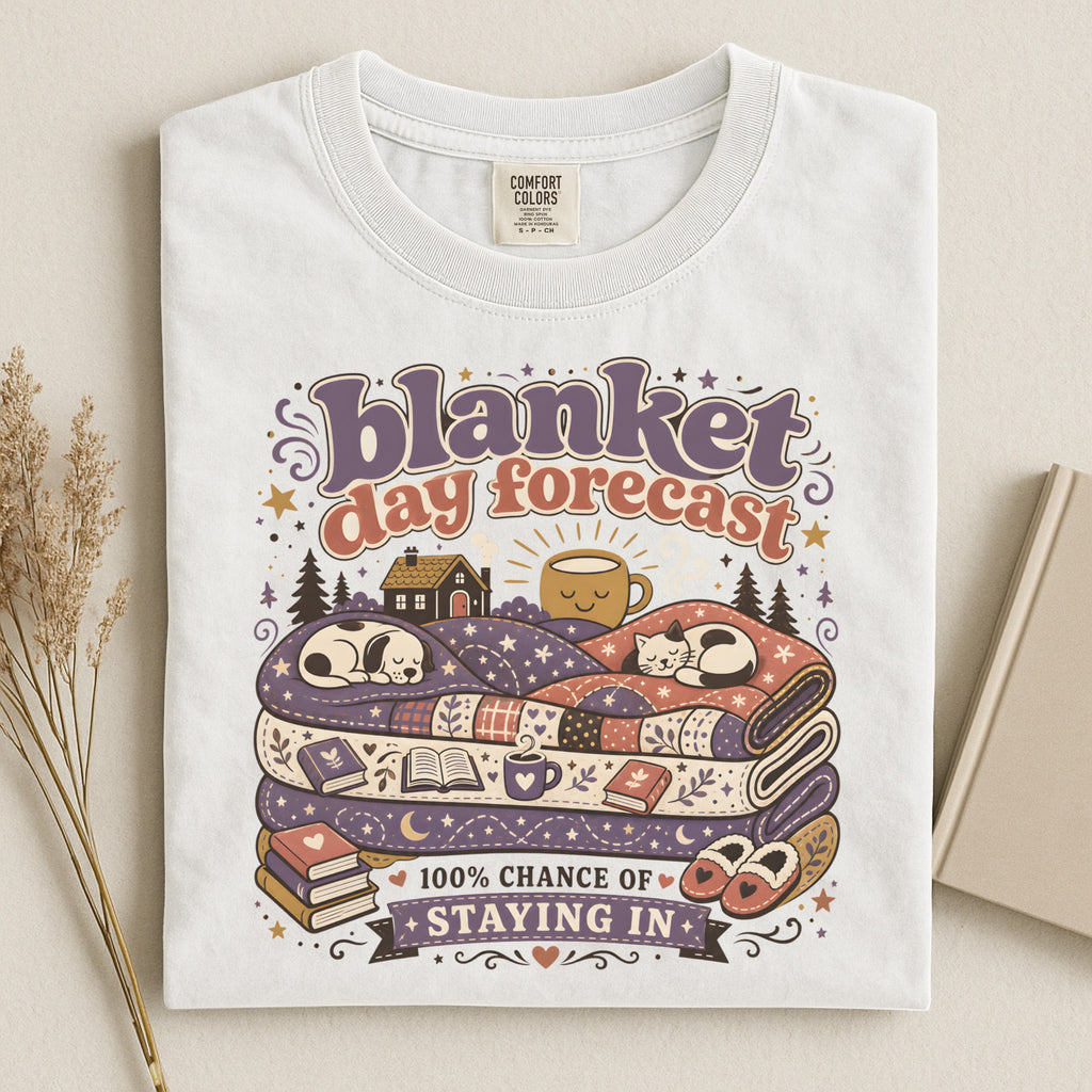 Cozy 'Blanket Day Forecast' T-Shirt — 100% Chance of Staying In