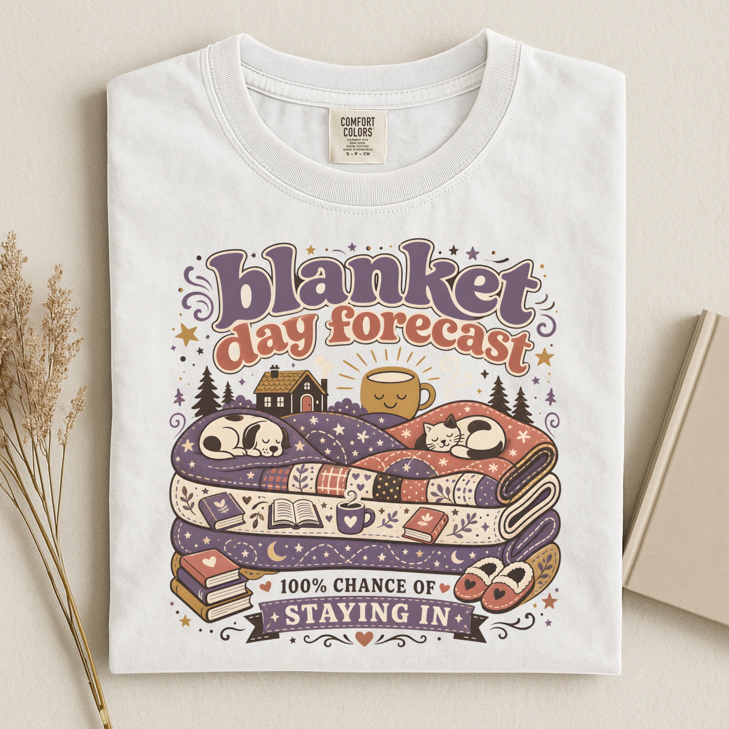 Cozy 'Blanket Day Forecast' T-Shirt — 100% Chance of Staying In