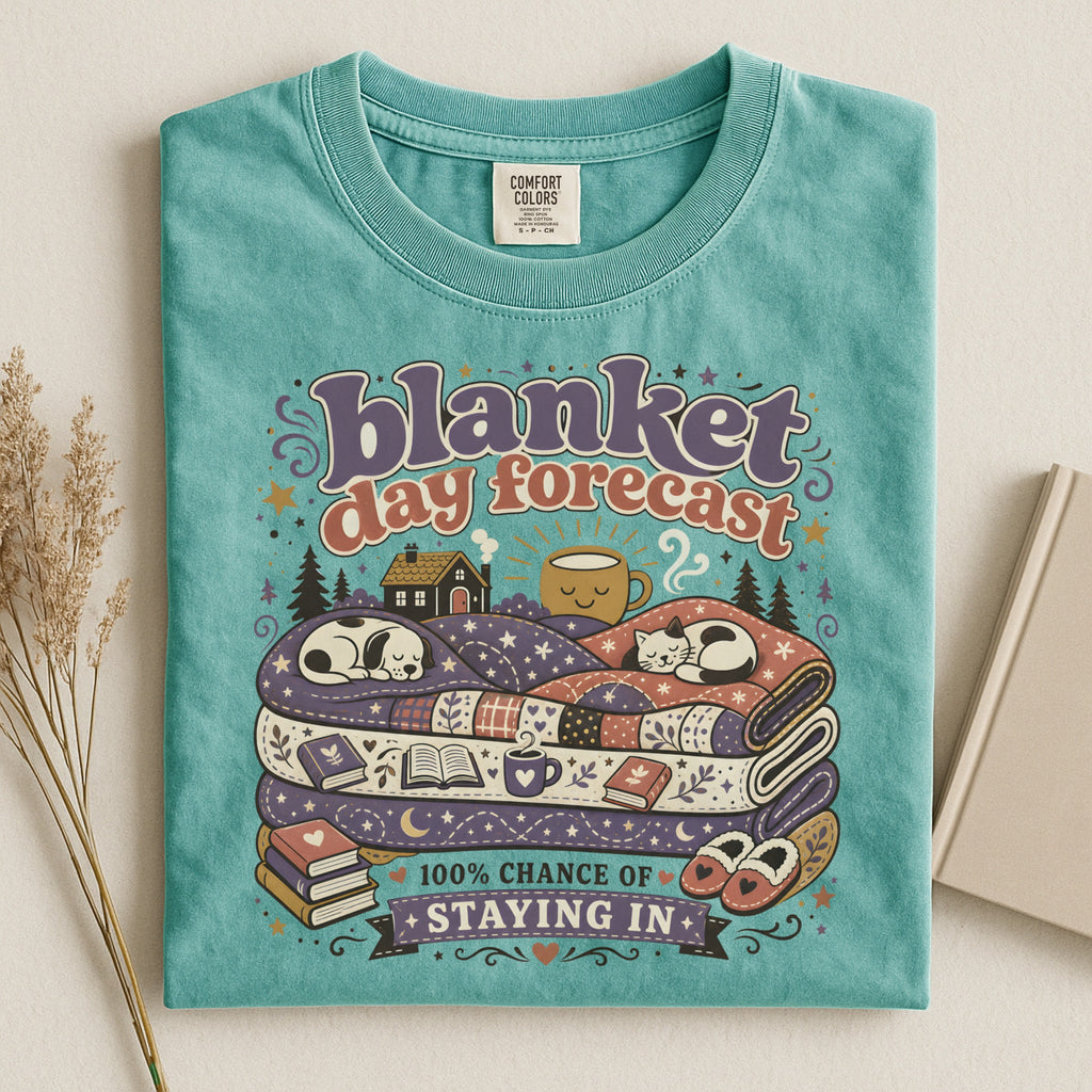 Cozy 'Blanket Day Forecast' T-Shirt — 100% Chance of Staying In
