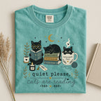Cats Are Reading T-Shirt — Cute Bookish Cat Graphic Tee ("Quiet Please, Cats Are Reading")