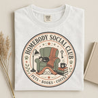 Homebody Social Club T-Shirt — Pets, Books & Coffee Graphic Tee