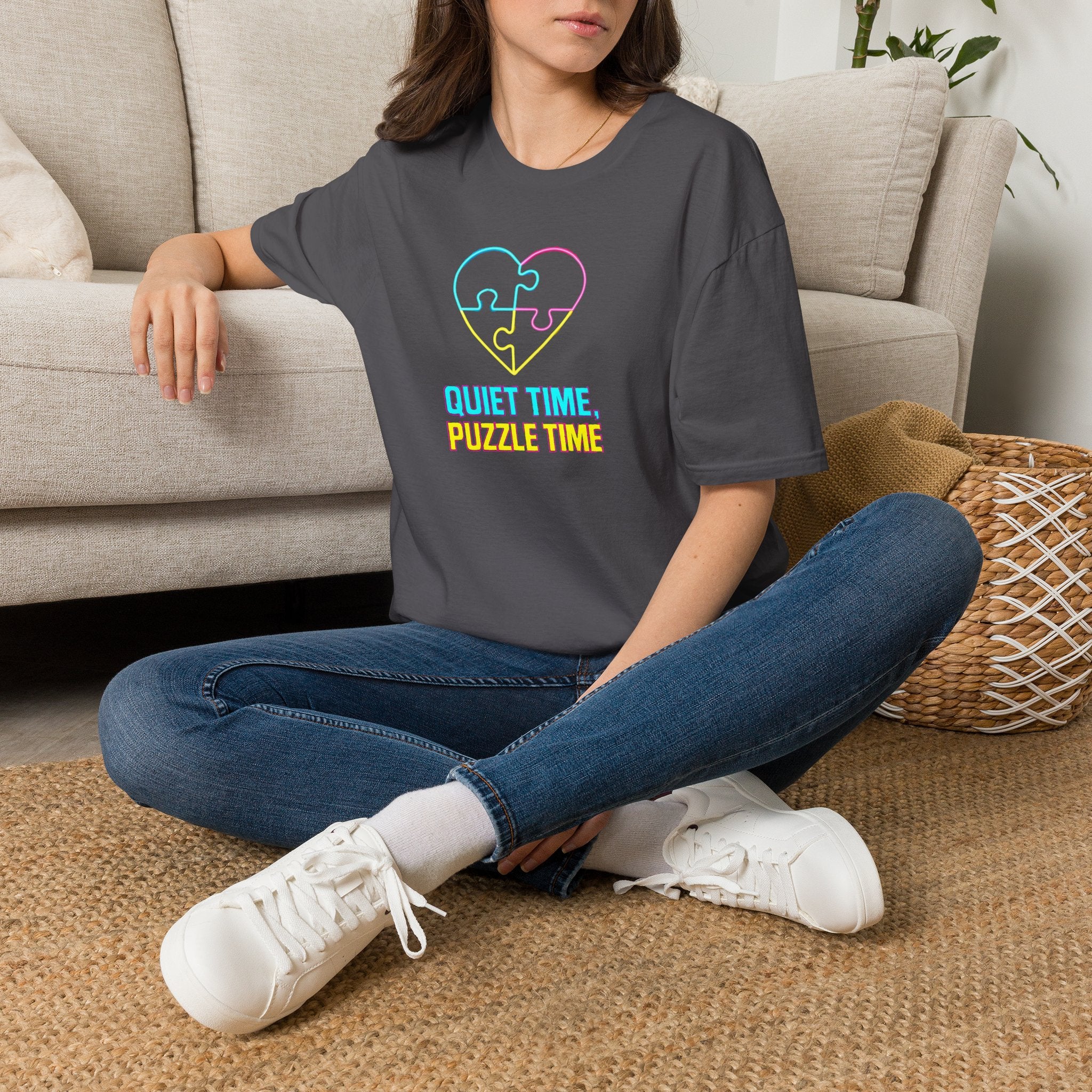 Puzzle Time Neon Heart T-Shirt